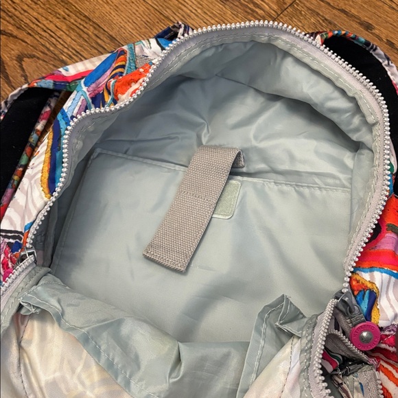 Kipling Multicolor Abstract Pattern Backpack with Pink Logo - Picture 2 of 7